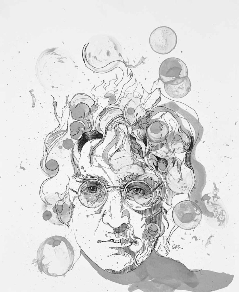 John Lennon Ink portrait — Glen Ronald